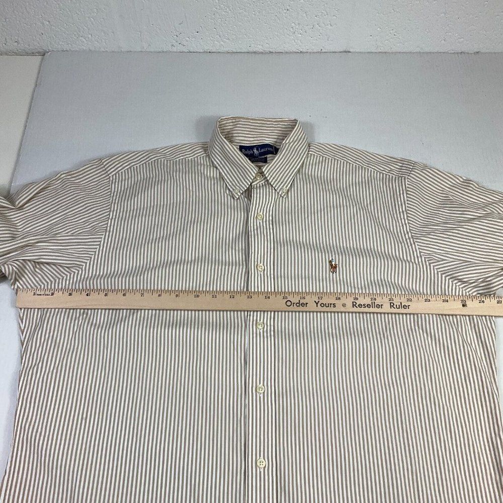Ralph Lauren Mens Yarmouth Cotton Button Dress Shirt Striped Long Sleeve 16-35 - Picture 7 of 10